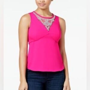 XOXO Juniors' Embelllished Illusion Tank Top Pink size M